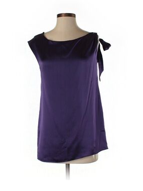 Miguelina Silk Deep Purple One-Shoulder Tie Top
